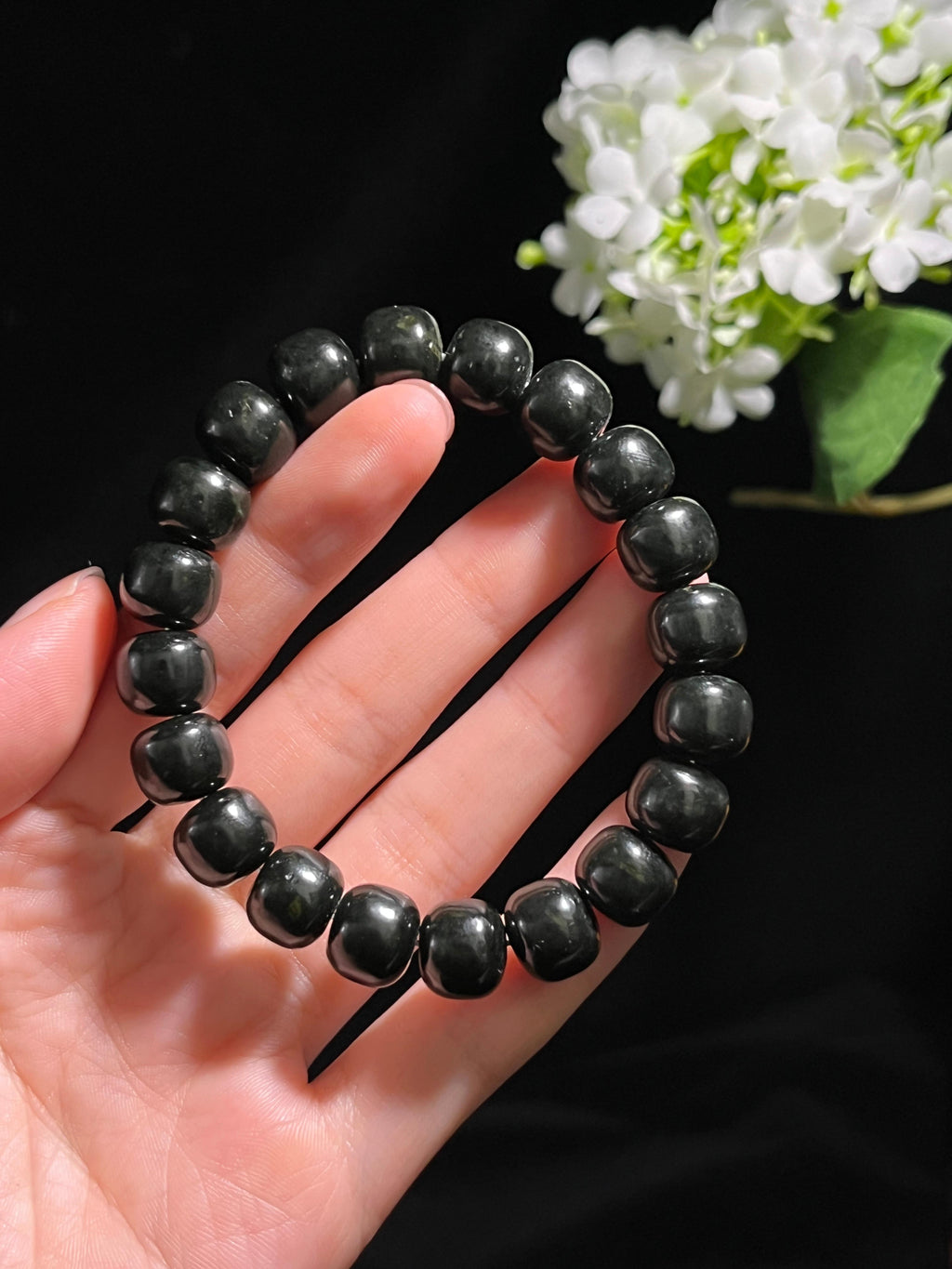 新疆天然和田玉塔青料手串2（yc260244）