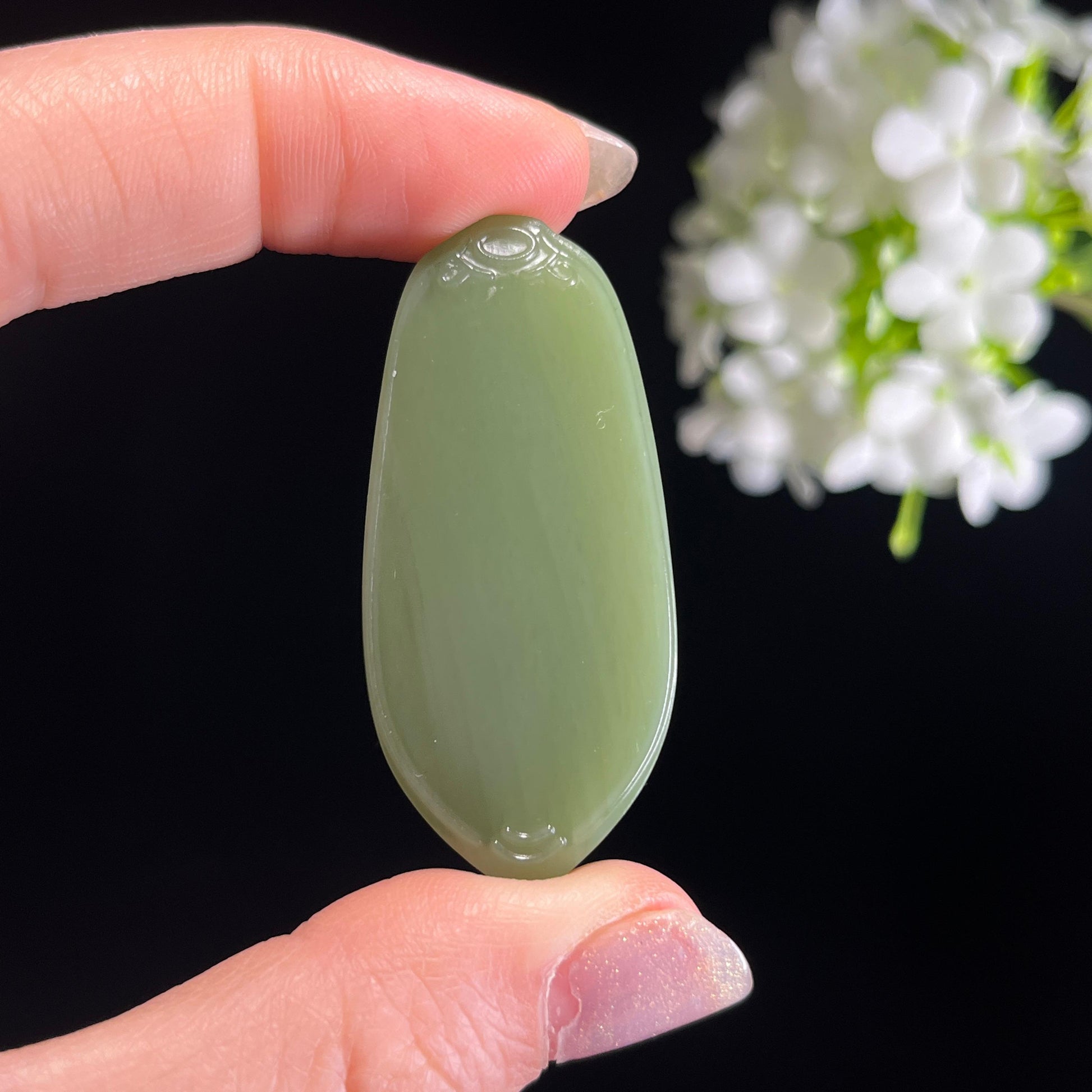 新疆天然和田玉“玉润风清”青玉平安无事牌（yc328337）