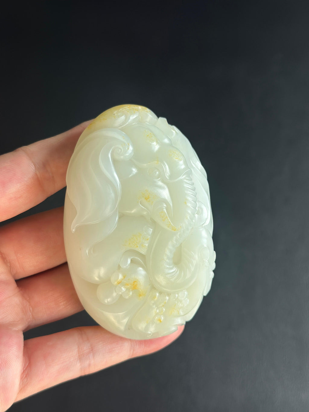 和田玉.籽料洒金皮象把件（yc785947）