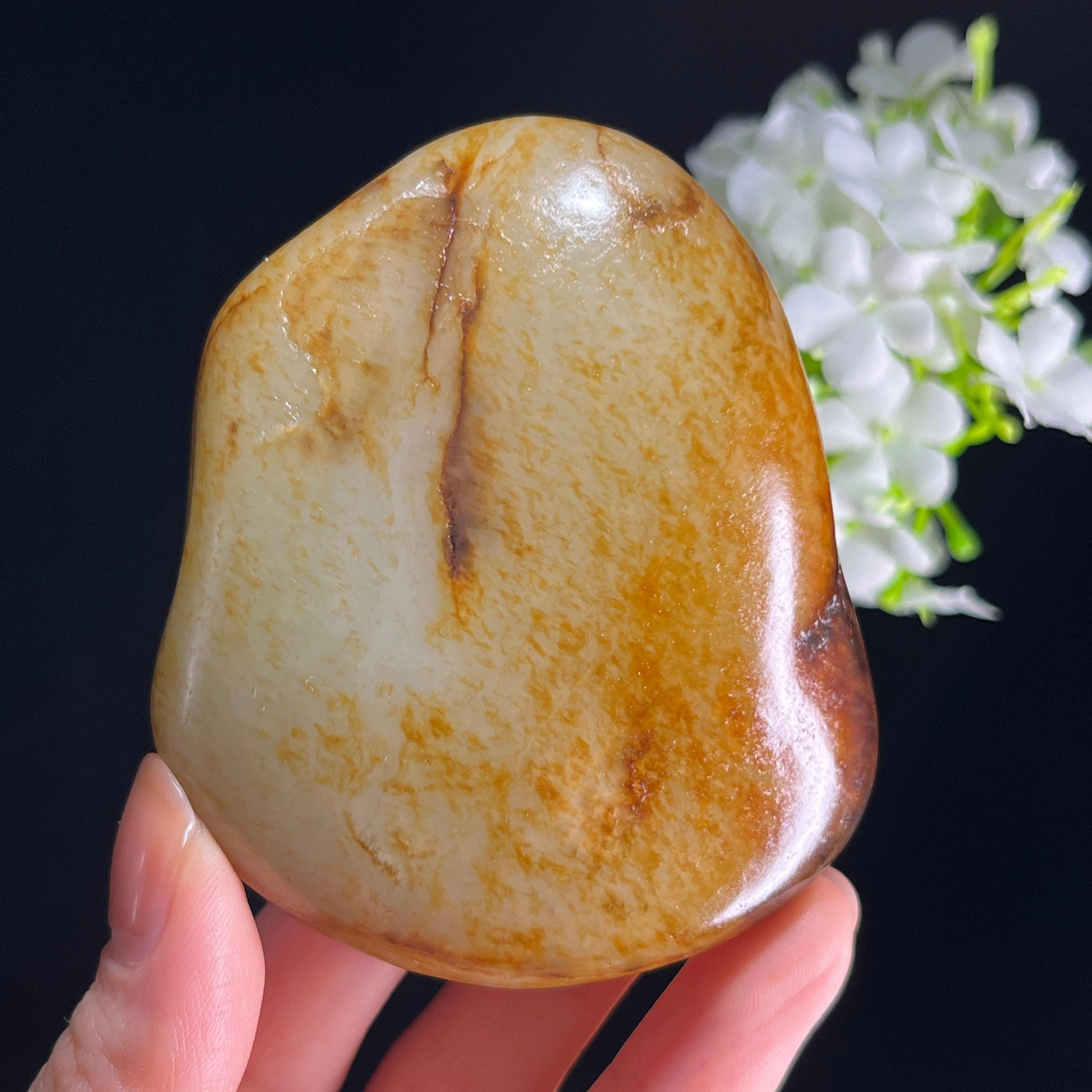 和田玉白玉“浮光静影”通体洒金皮籽料（yc350961）