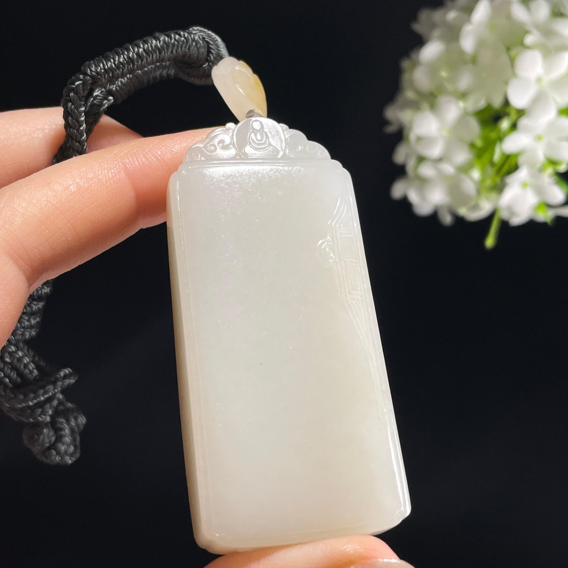 和田玉白玉红皮洒金皮“金纹纳福”籽料无事牌（yc355969）