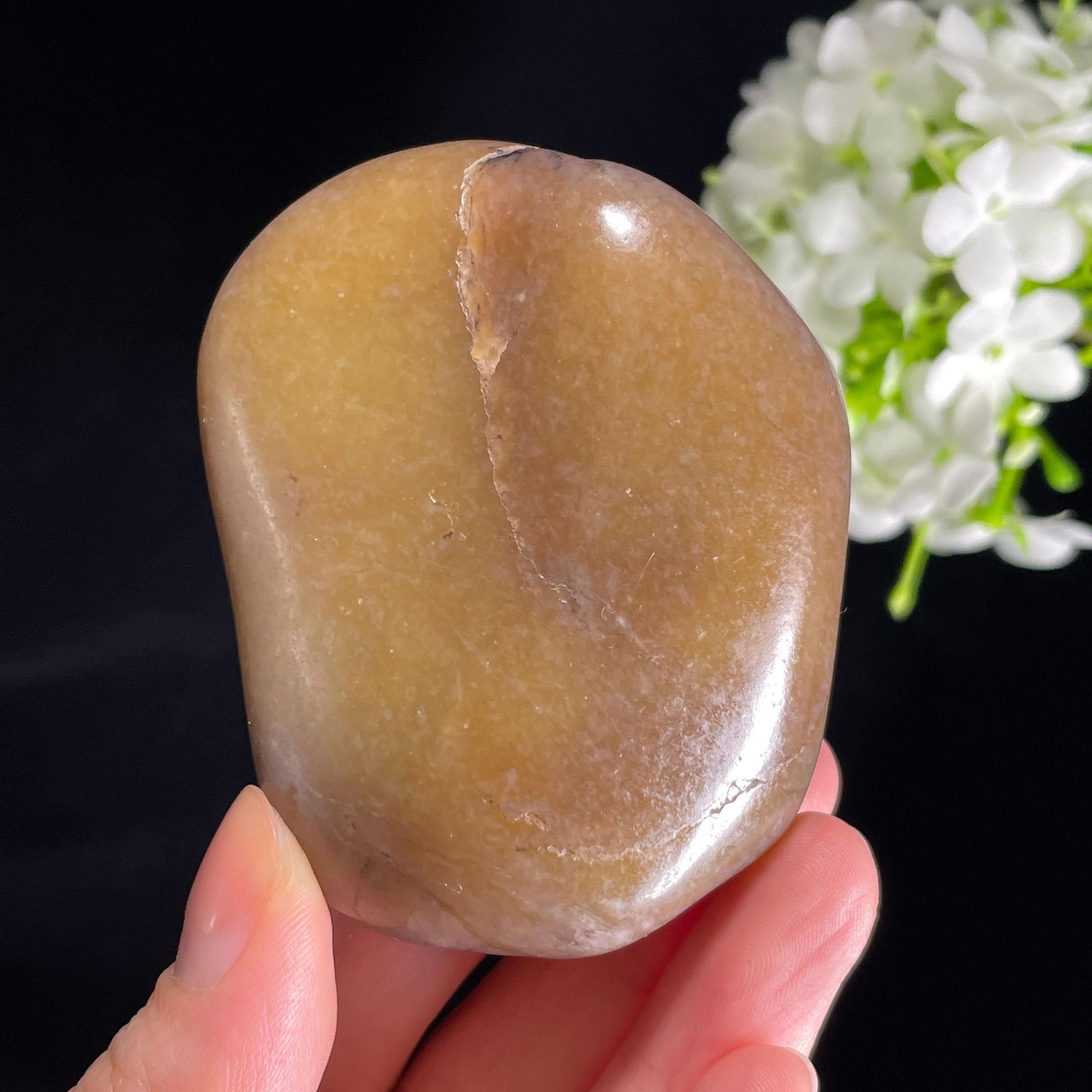 新疆天然和田玉“蜜珀凝脂”籽料糖玉（yc411390）