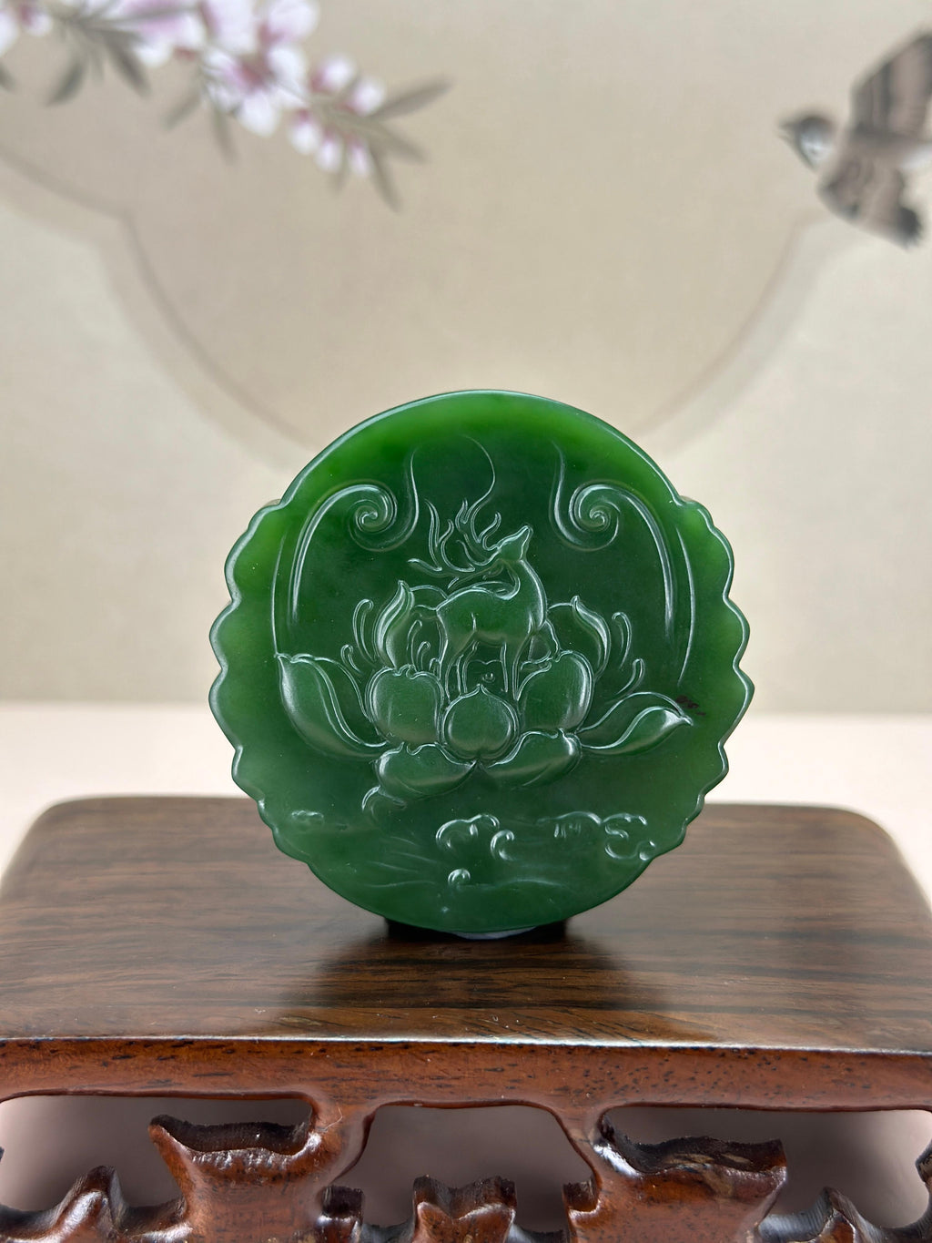 珍品和田玉碧玉双面圆牌挂件（yc767559）