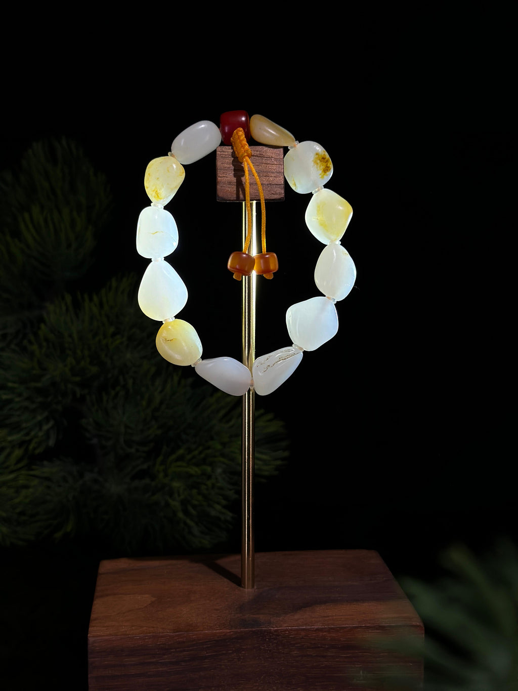 新疆和田玉白玉洒金皮精品原籽手串（12颗）（yc488918）