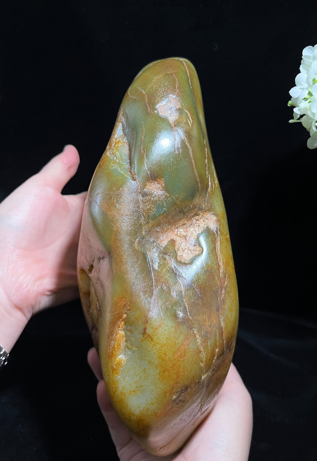 新疆和田玉青白种洒金皮籽料原石（yc259530）