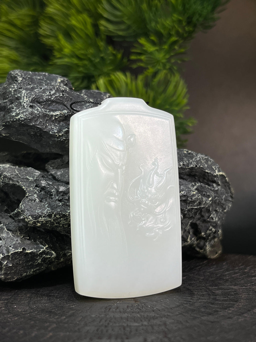 天然和田玉青海料白玉挂件一级白关公吊坠（yc228090）