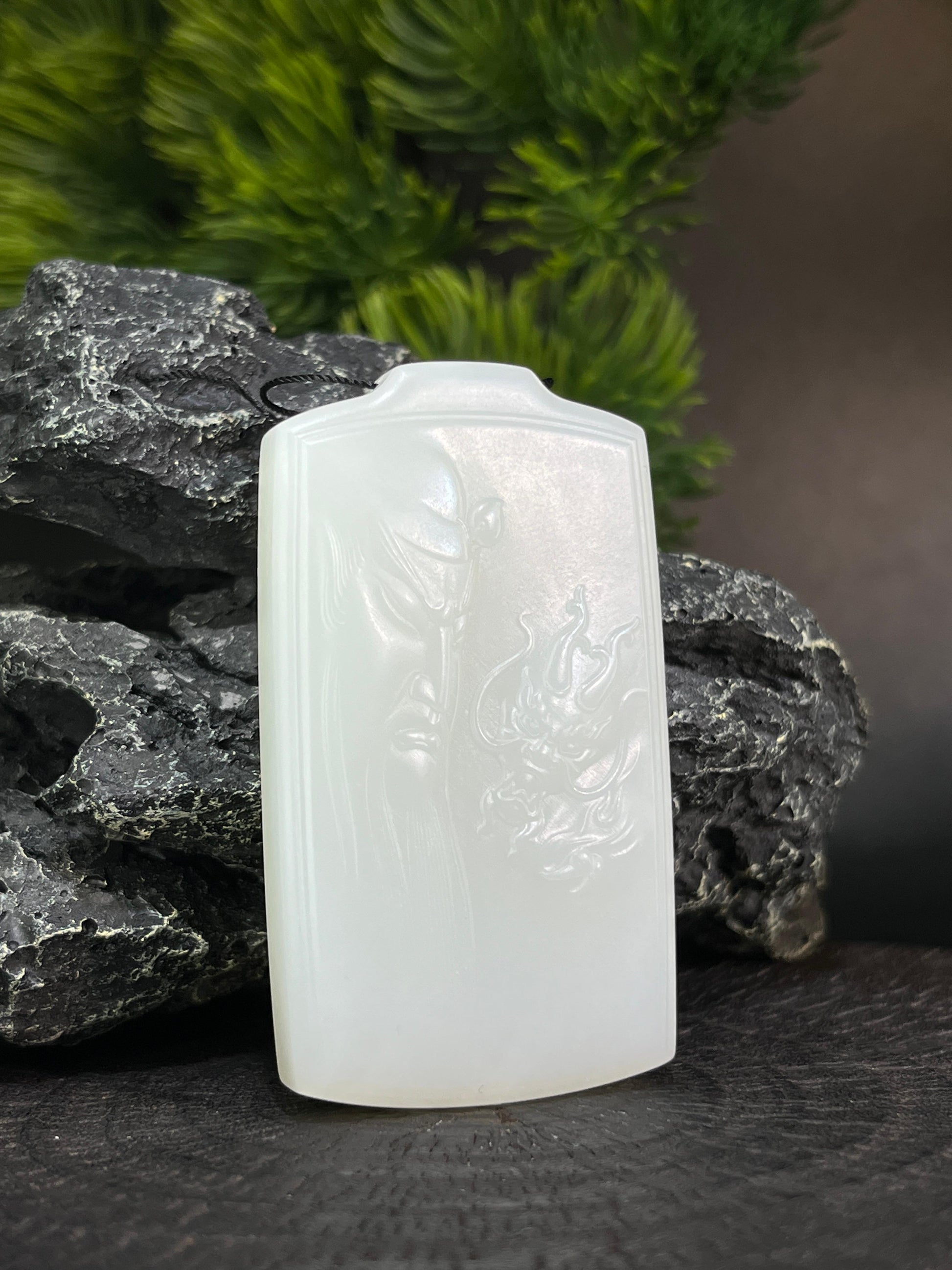 天然和田玉青海料白玉挂件一级白关公吊坠（yc228090）