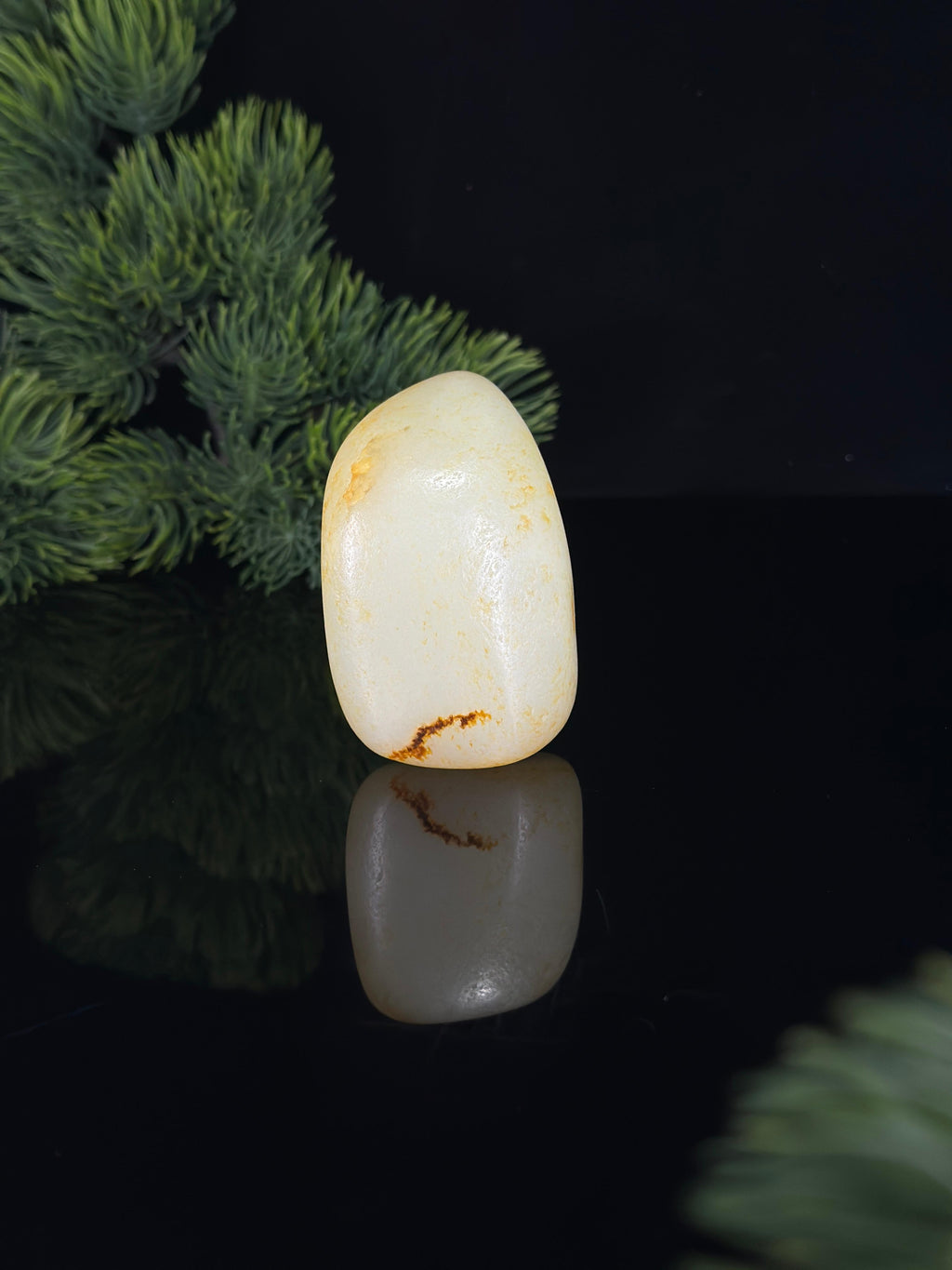 新疆和田玉白玉洒金皮臻品籽料手把件（yc474072）
