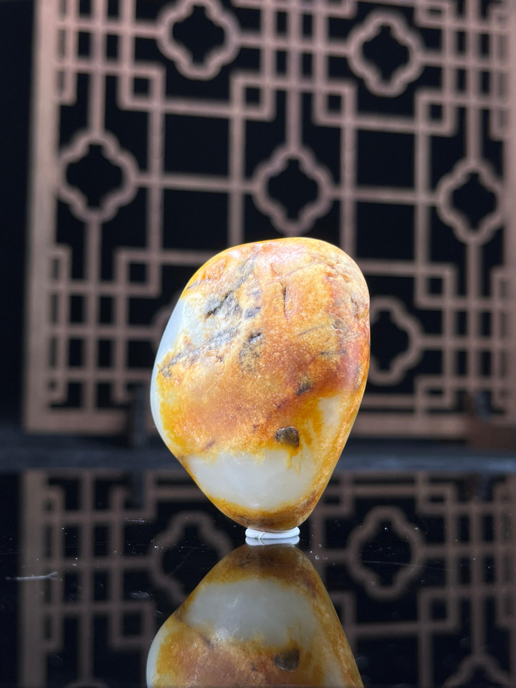 新疆和田玉白玉籽料原石聚红皮挂件3（yc234065）