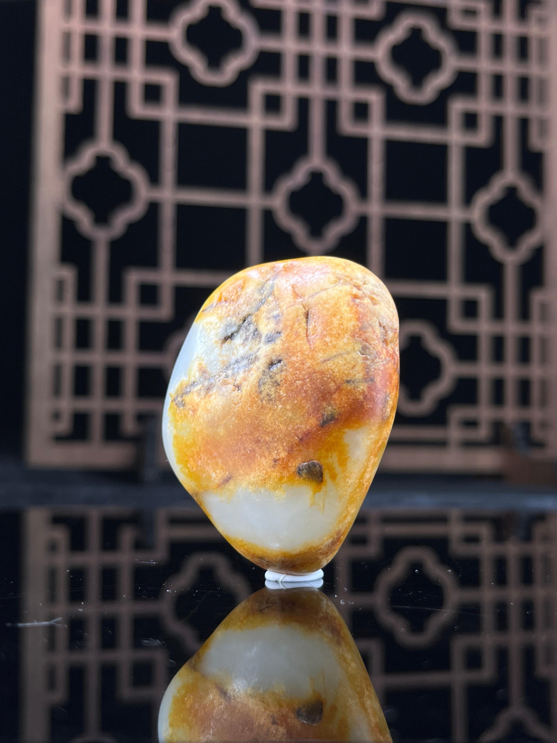 新疆和田玉白玉籽料原石聚红皮挂件3（yc234065）