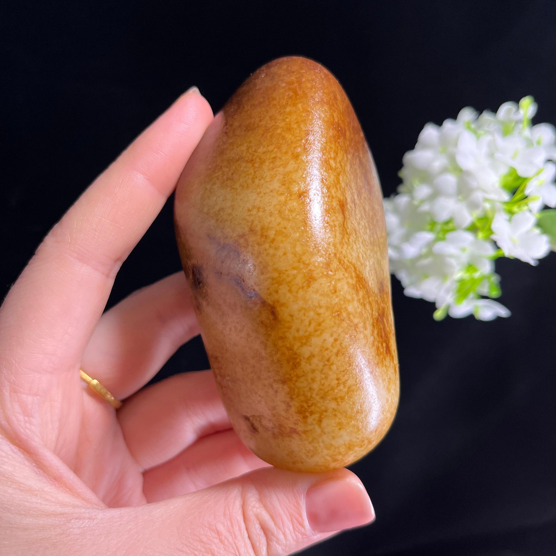 和田玉白玉黑红皮“金褐聚财”籽料原石（yc280736）