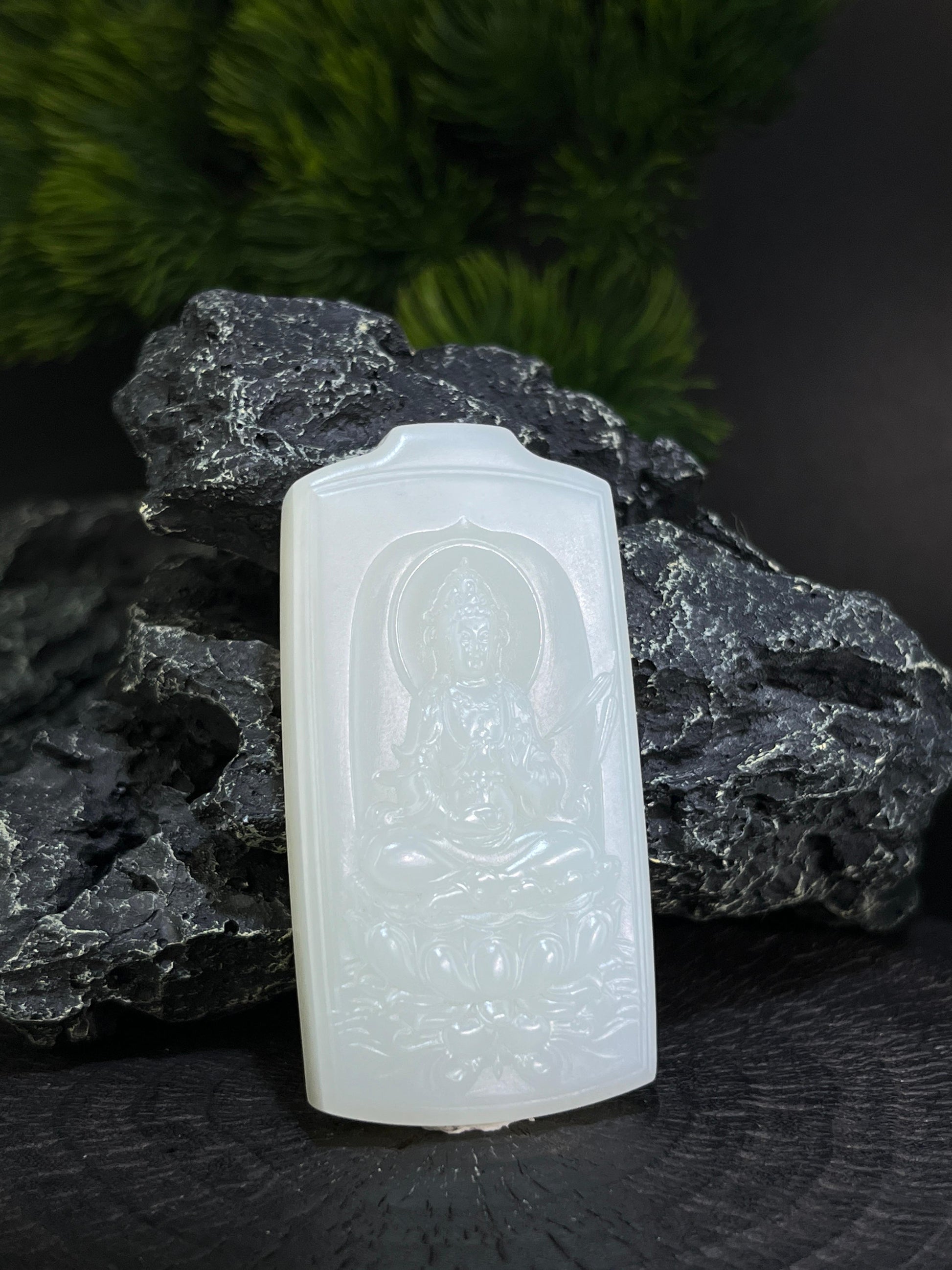 天然和田玉白玉山料阿弥陀佛观音挂件（yc228183）