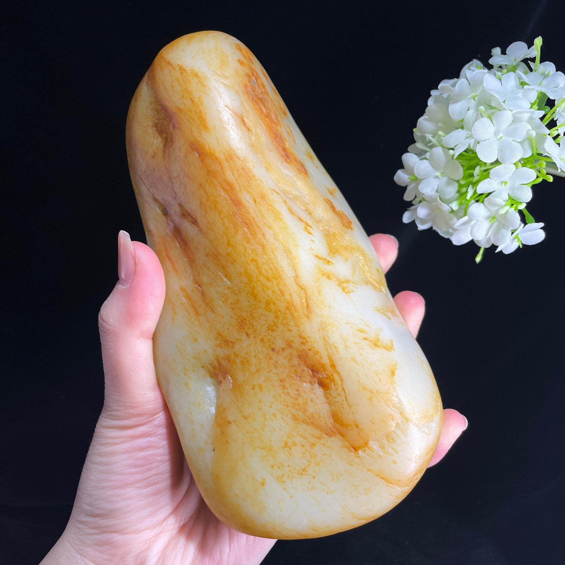 和田玉白玉“长河落日”洒金皮籽料（yc379000）