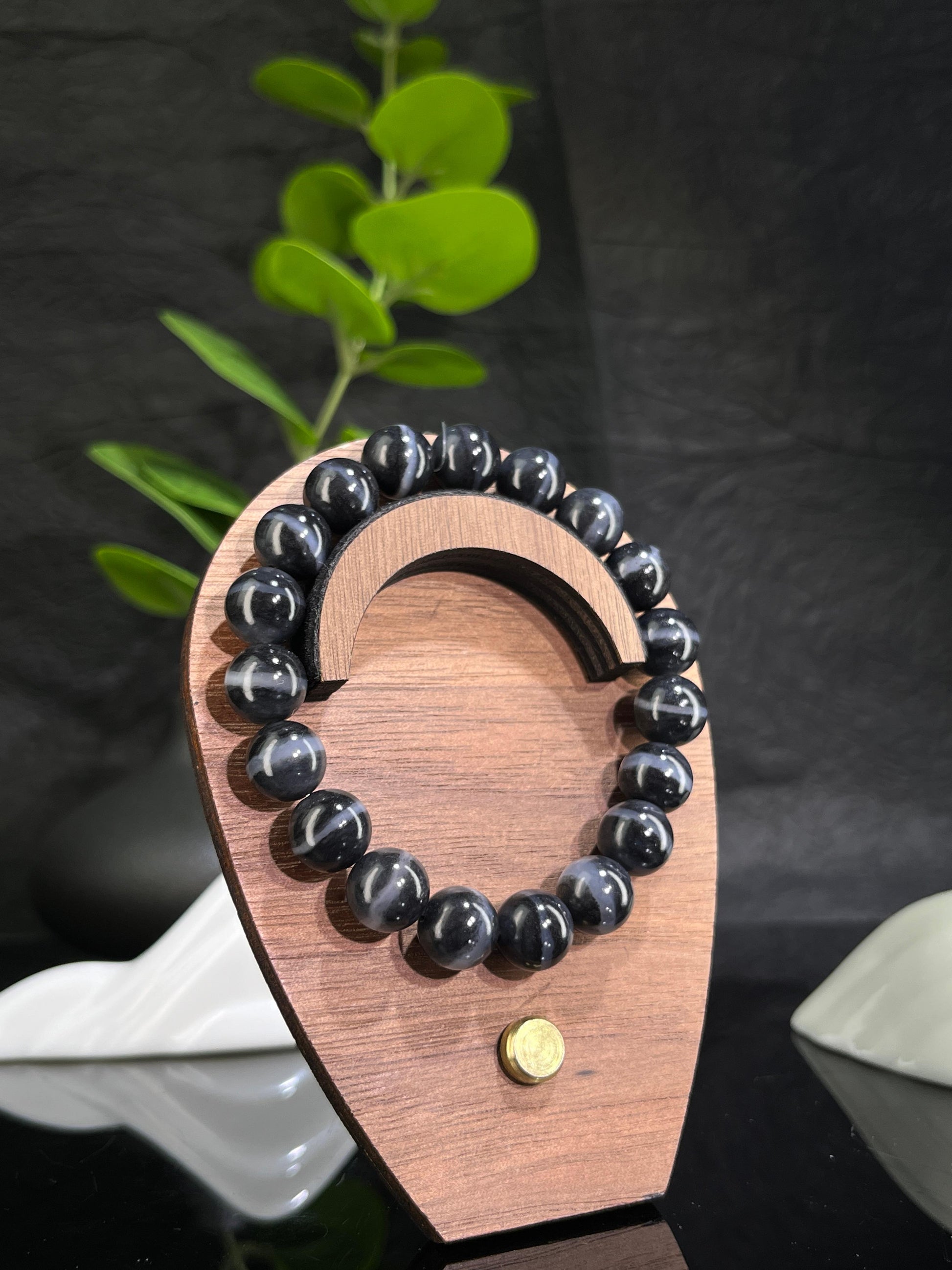 和田玉青花籽料一线天手串（10卡）（yc231985）