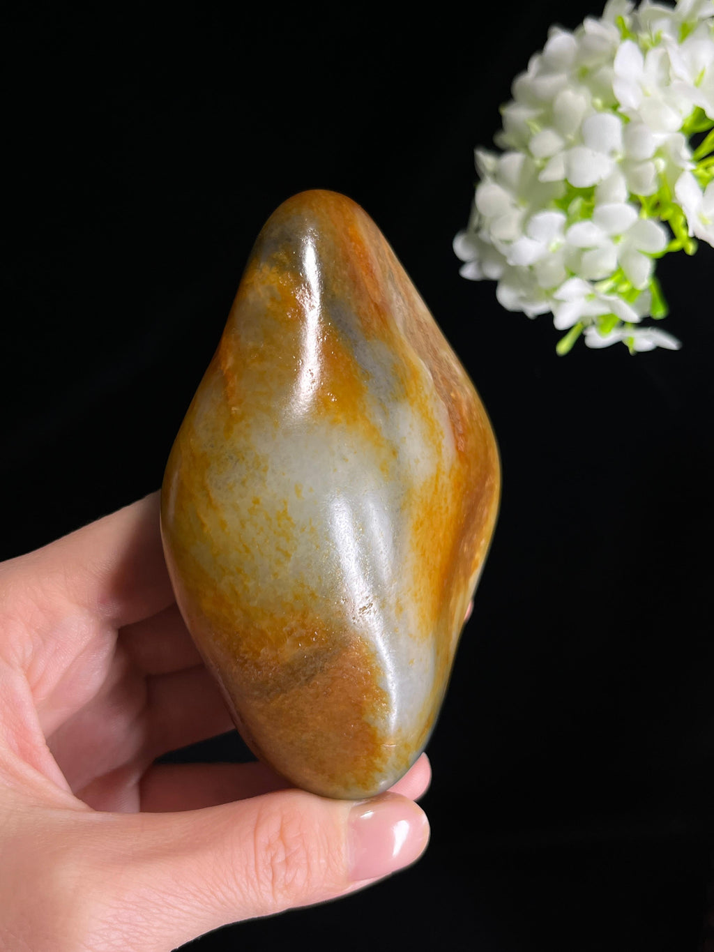 新疆天然和田玉籽料原石青花洒金皮小摆件（yc266648）