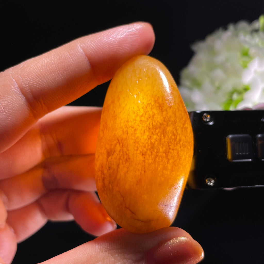 和田玉白玉通体洒金皮“暖云栖”金包银籽料（yc392648）