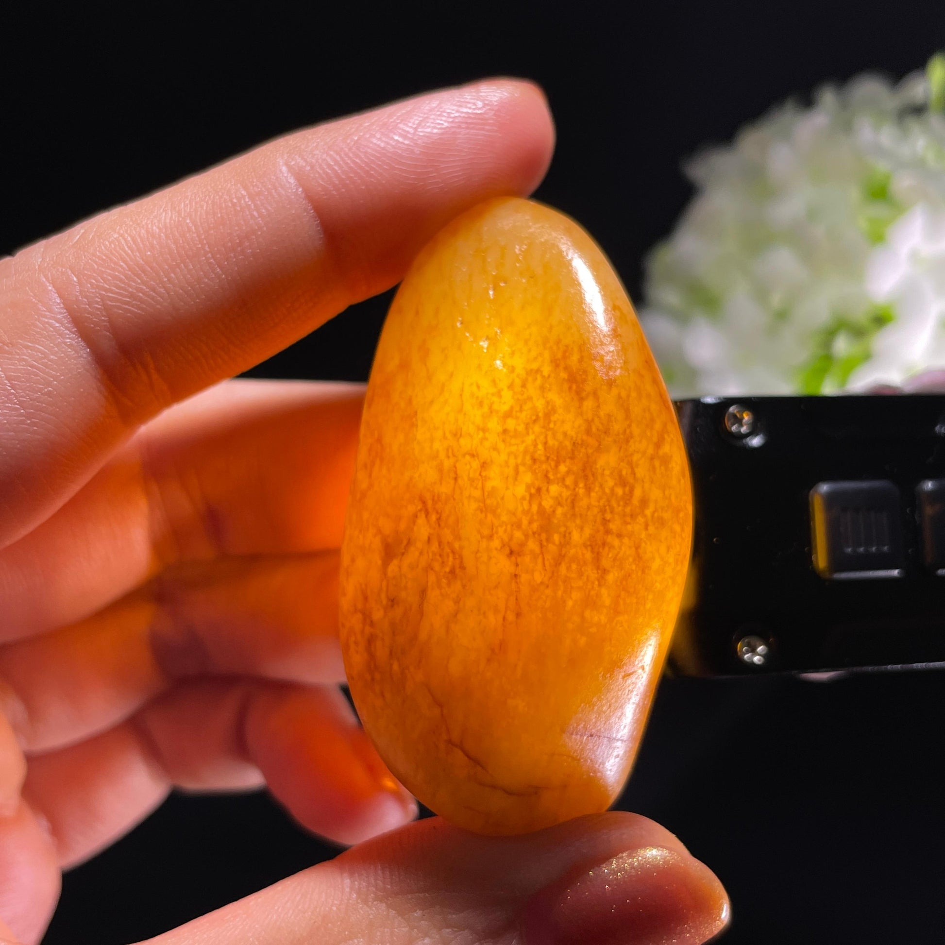 和田玉白玉通体洒金皮“暖云栖”金包银籽料（yc392648）