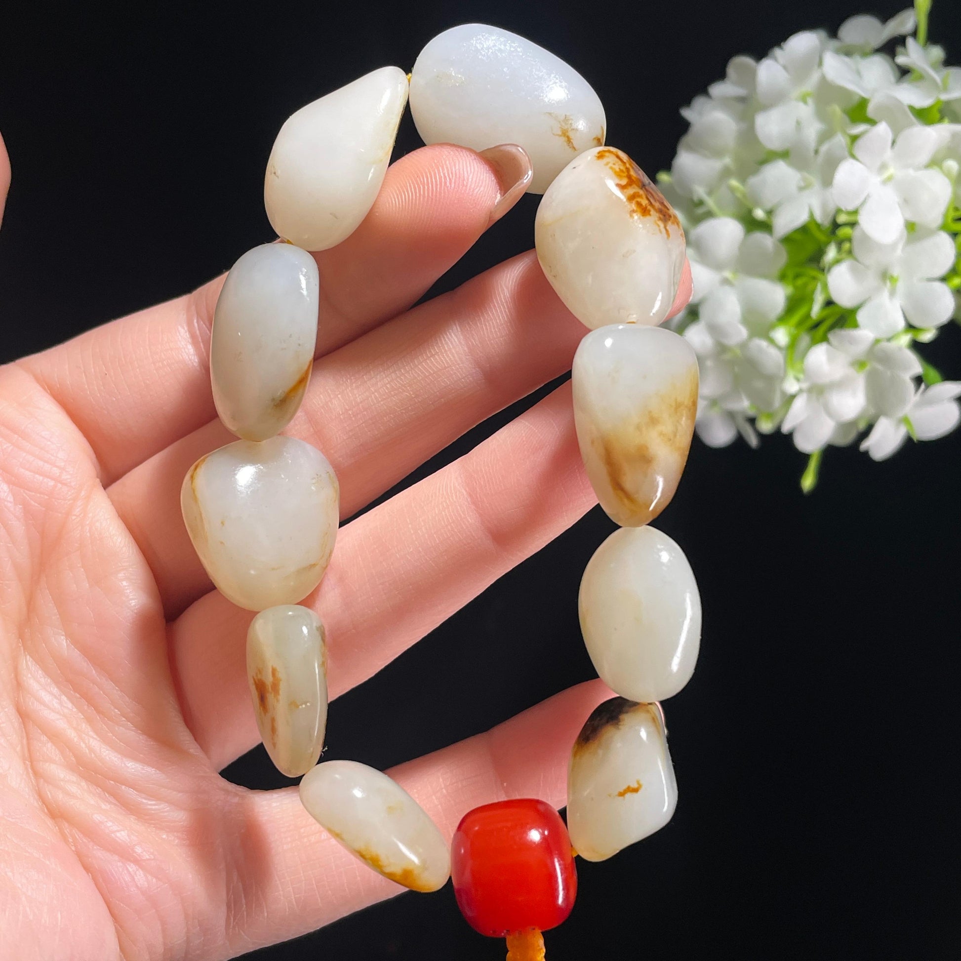 新疆和田玉天然原籽手串（yc381977）