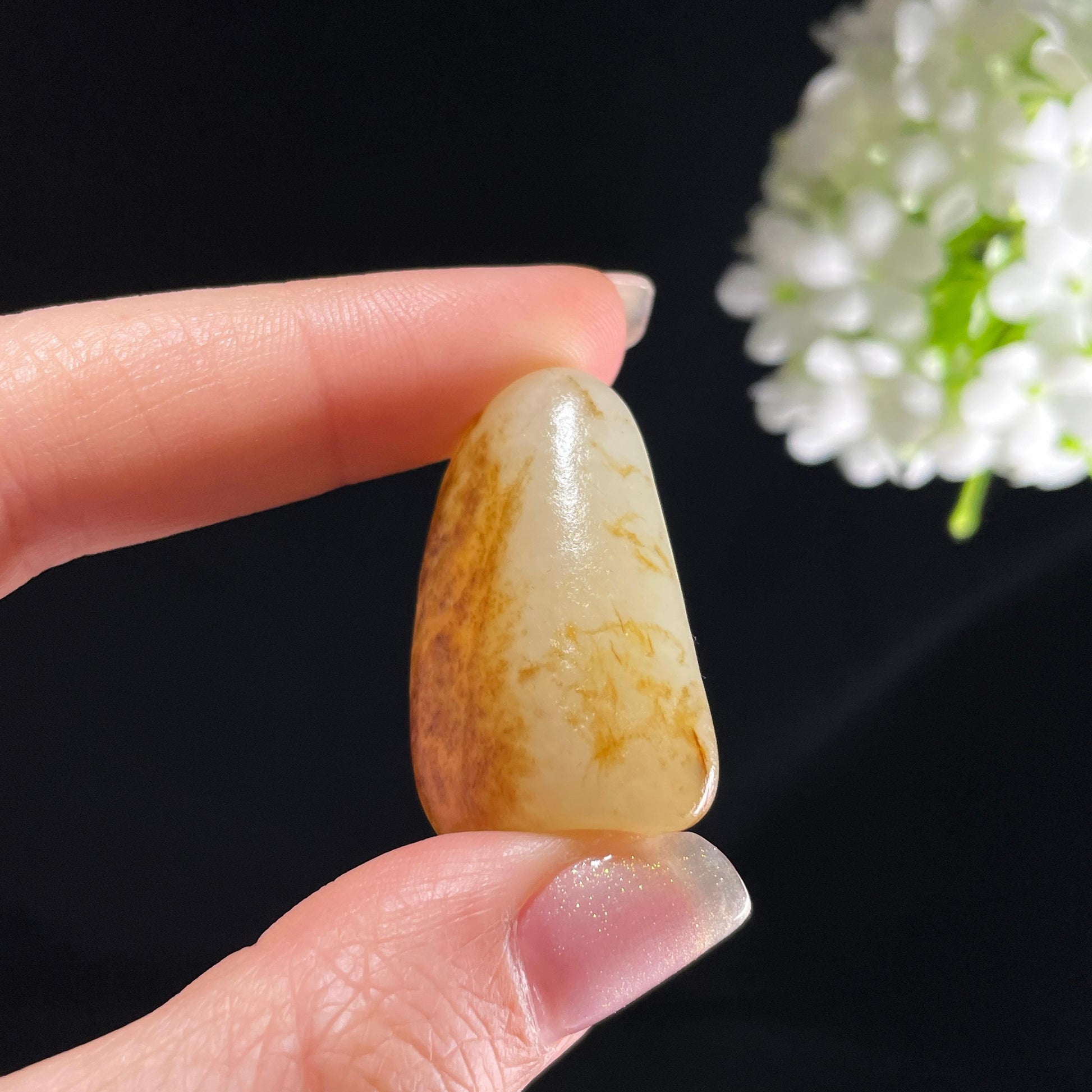 和田玉白玉“霜岸秋痕”聚黄皮籽料（yc394218）