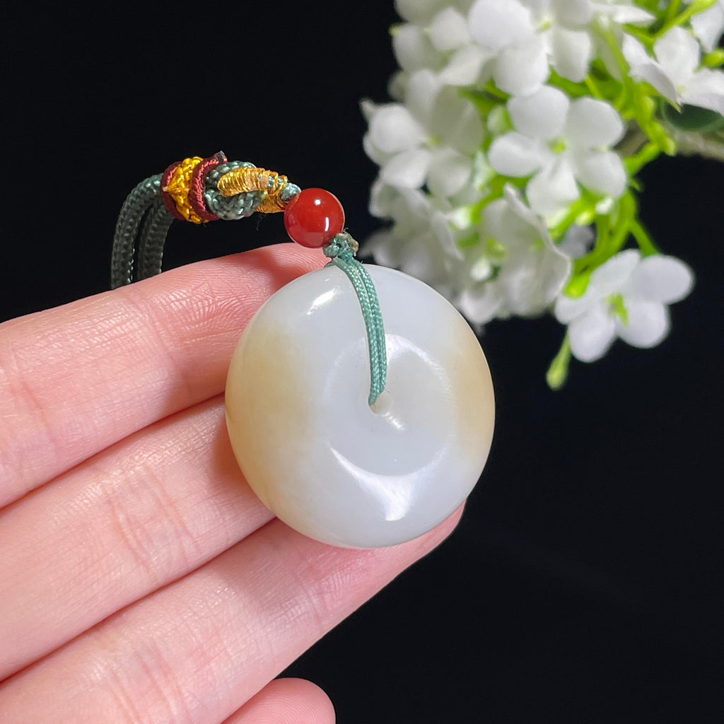 和田玉糖白玉“金糖玉璧”平安扣（yc314192）