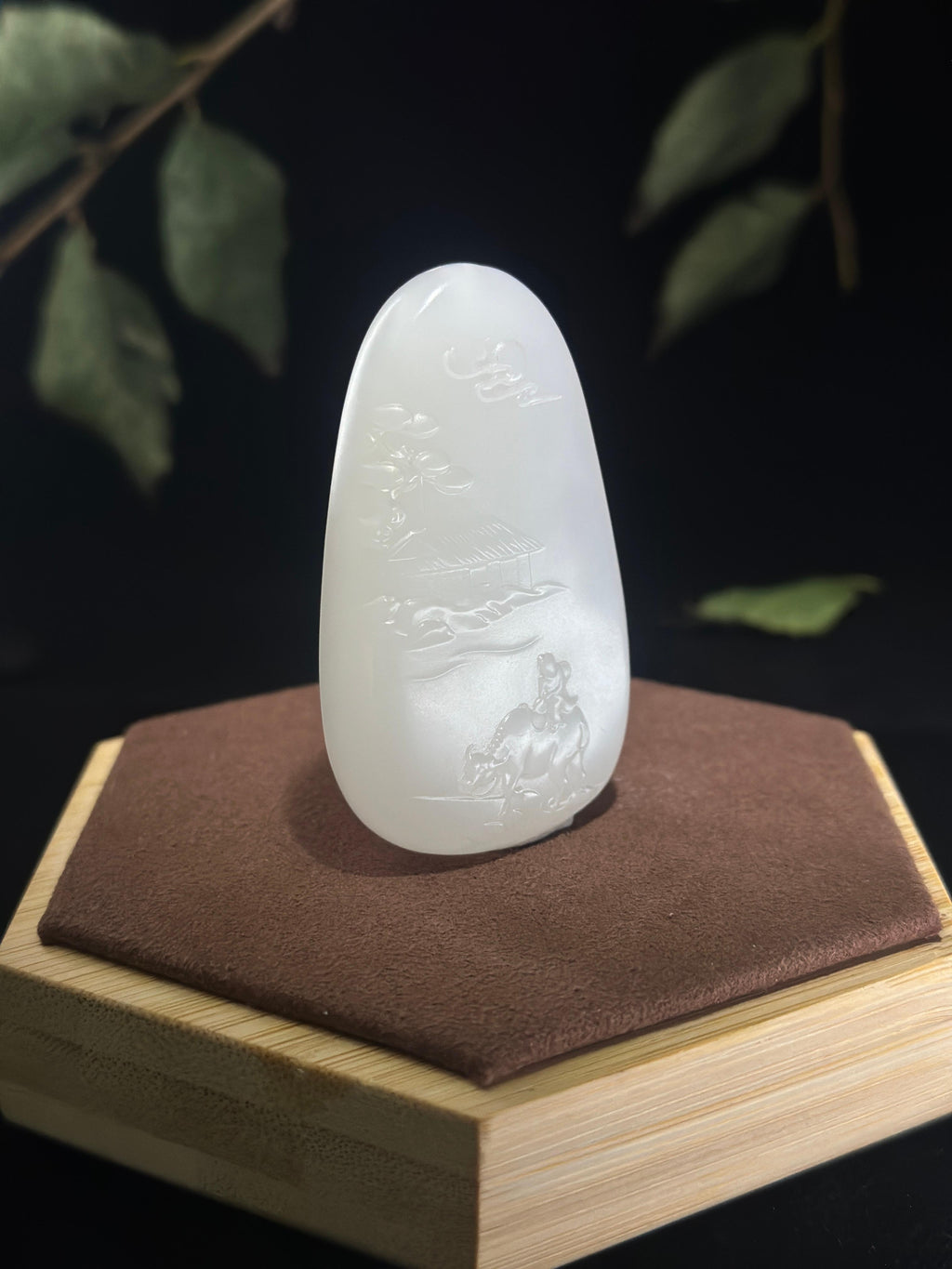 和田玉白玉山水牧童玉牌（yc769242）
