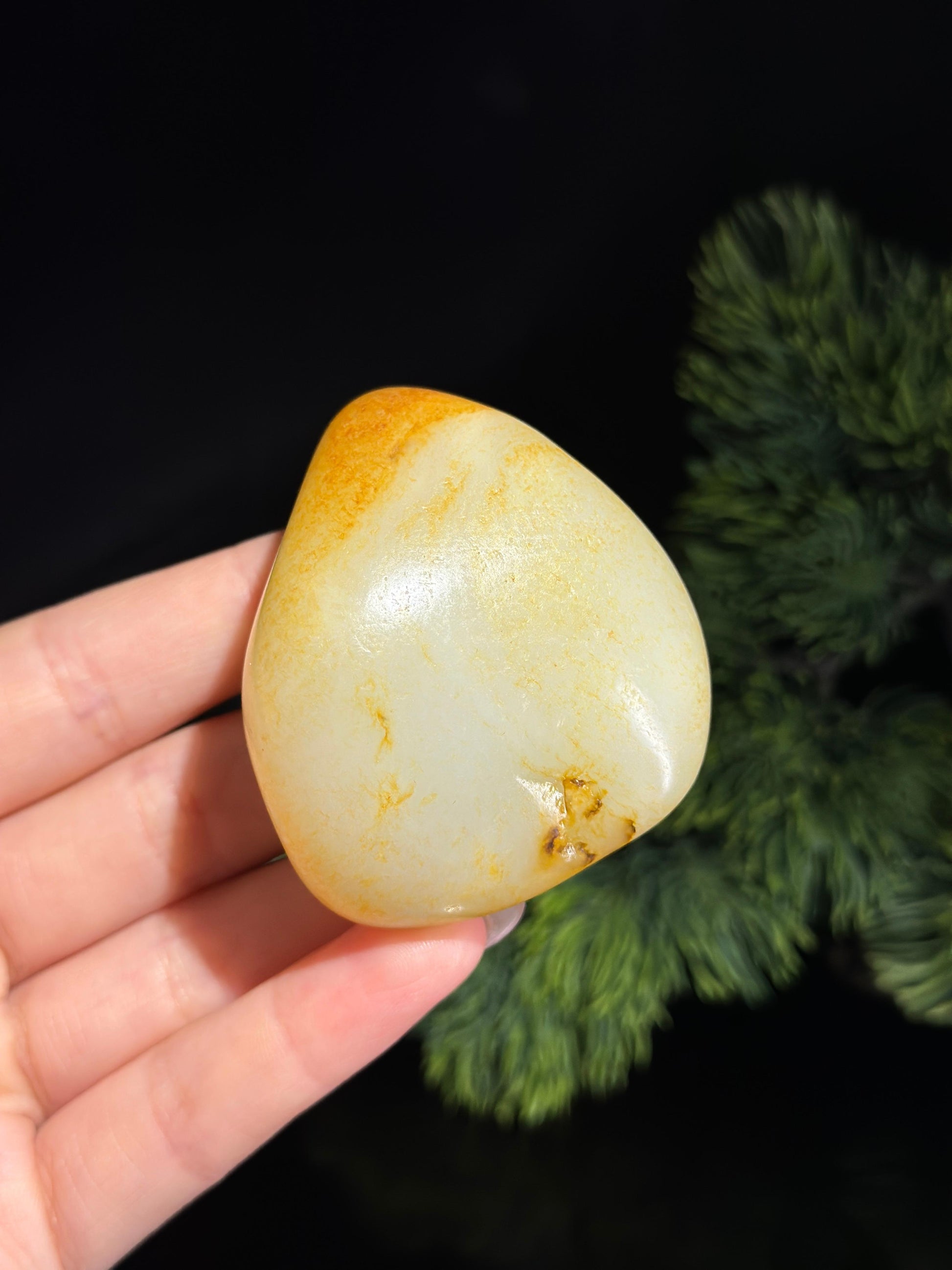 新疆和田玉白玉洒金皮臻品籽料手把件（yc495474）