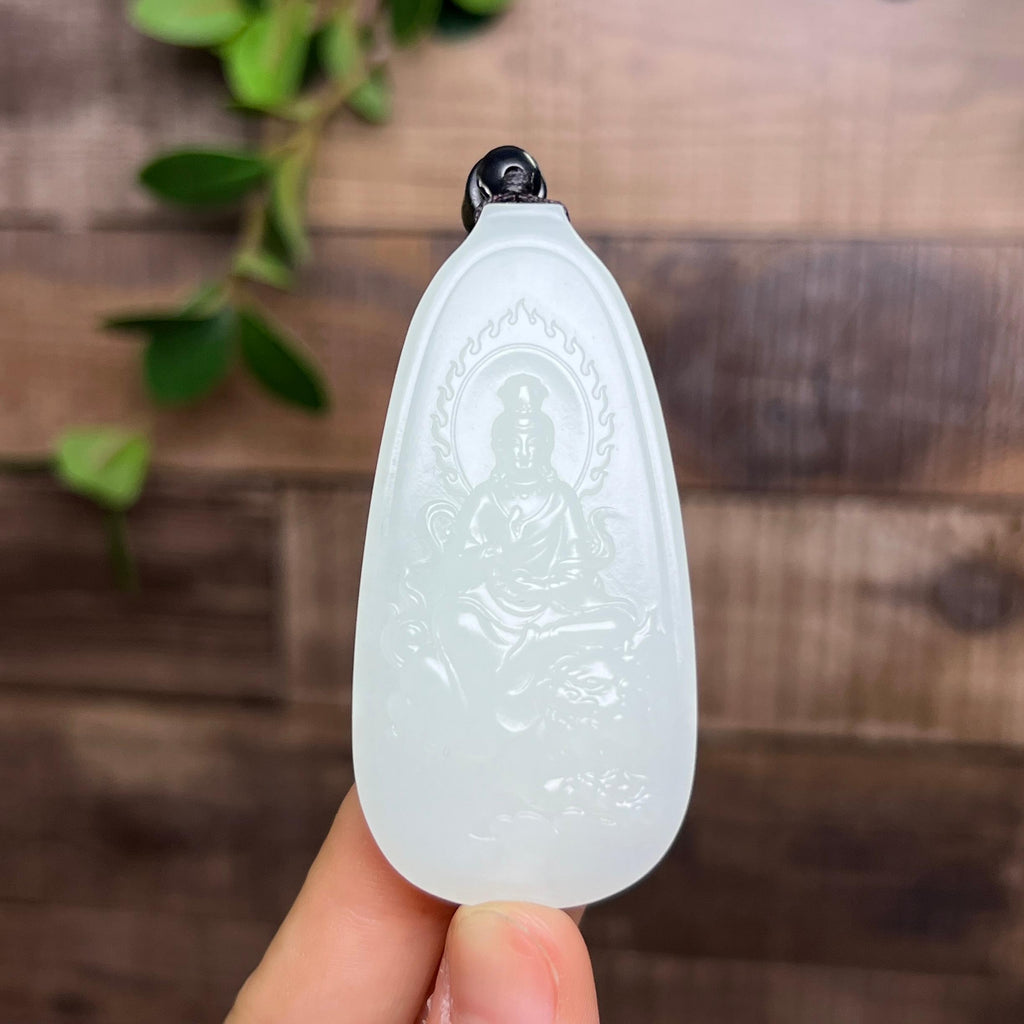 和田玉白玉文殊菩萨吊坠36（yc774213）