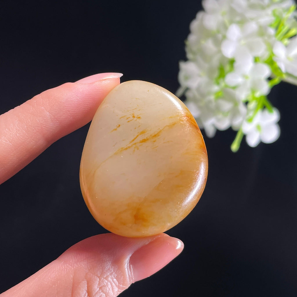 和田玉“玉上枫影”白玉洒金洒红皮籽料（yc422504）