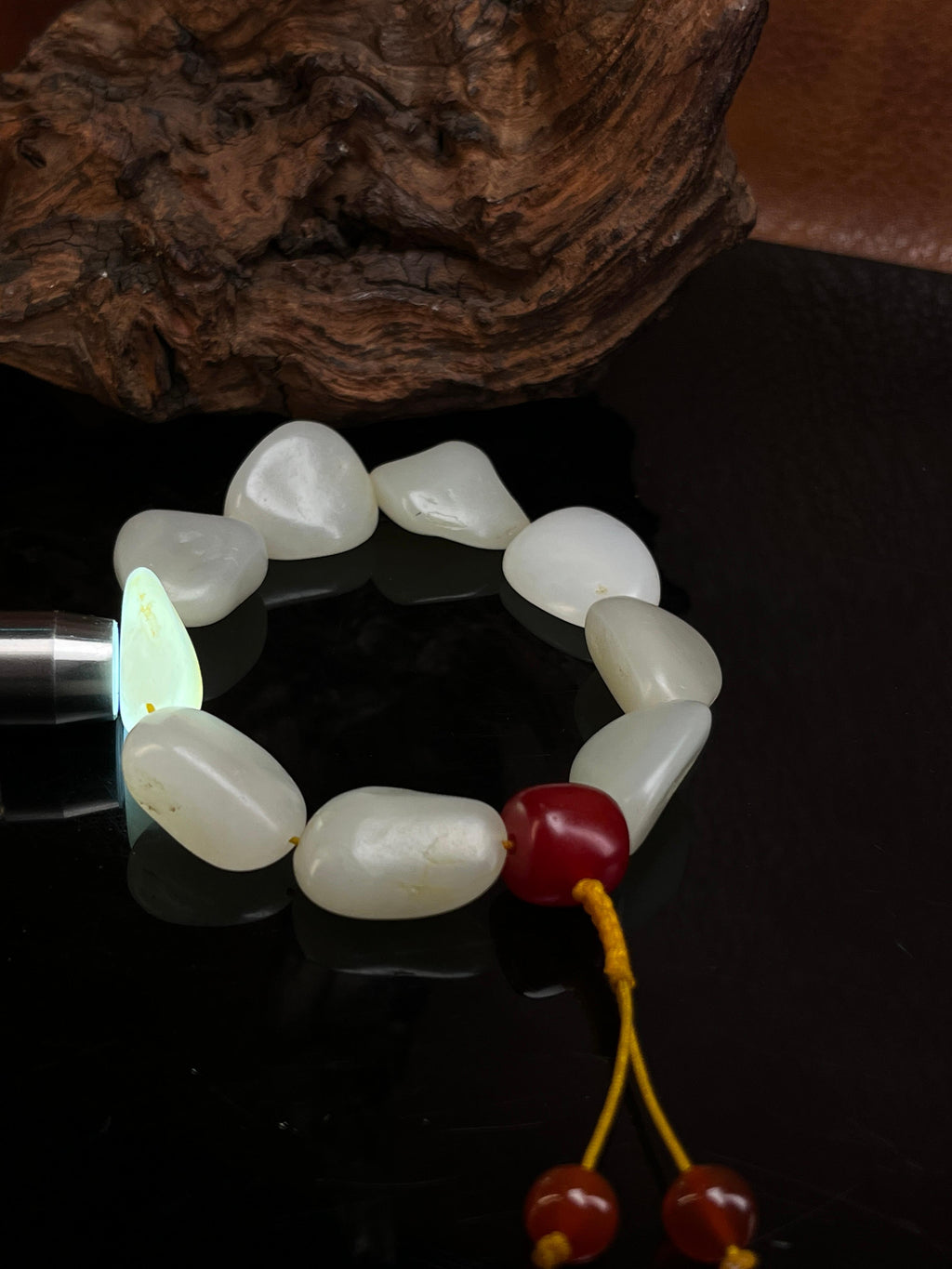 新疆和田玉白玉籽料原石手串独籽随型（yc229211）