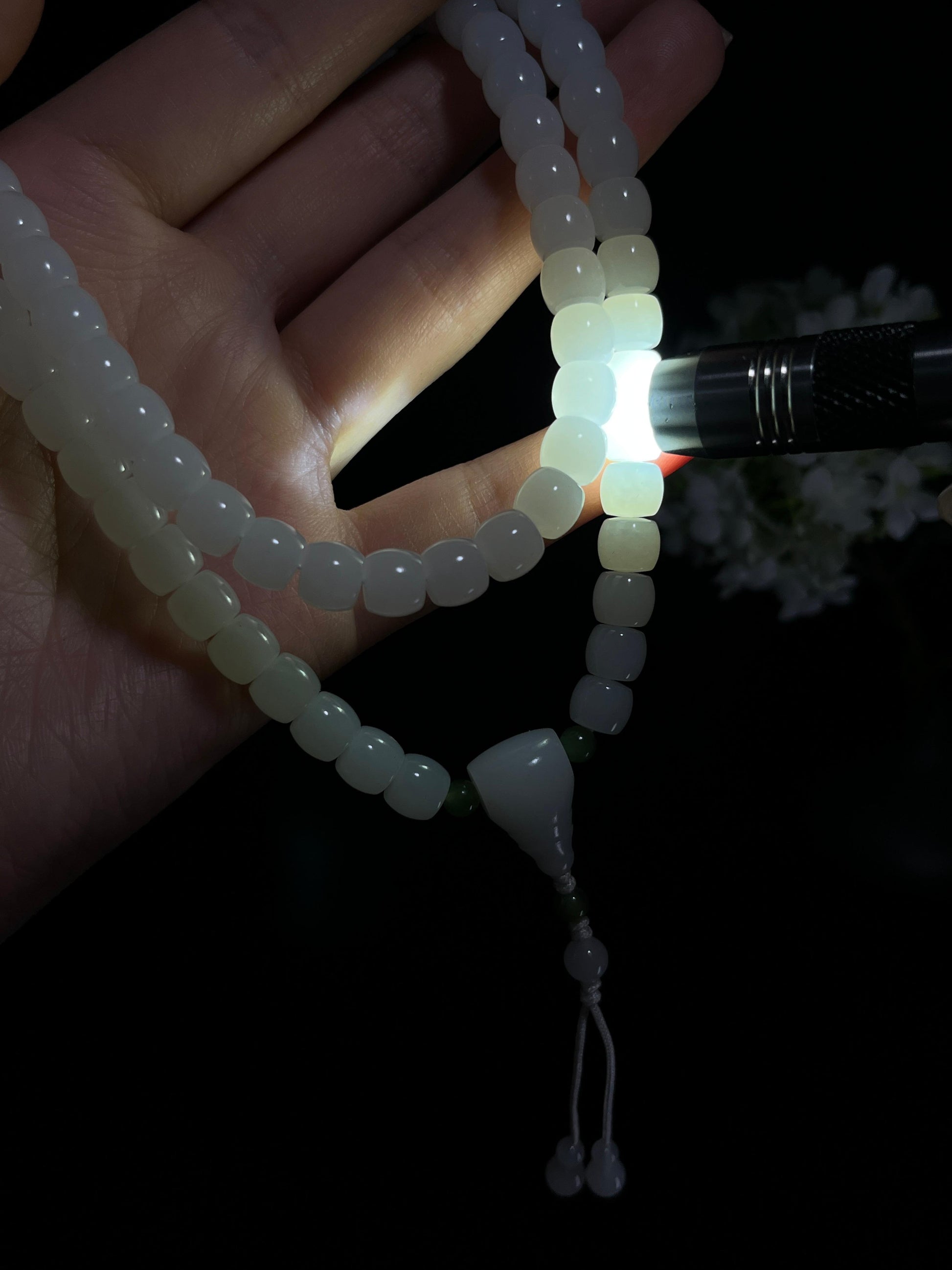 和田白玉直切珠项链（卡7）（yc244872）