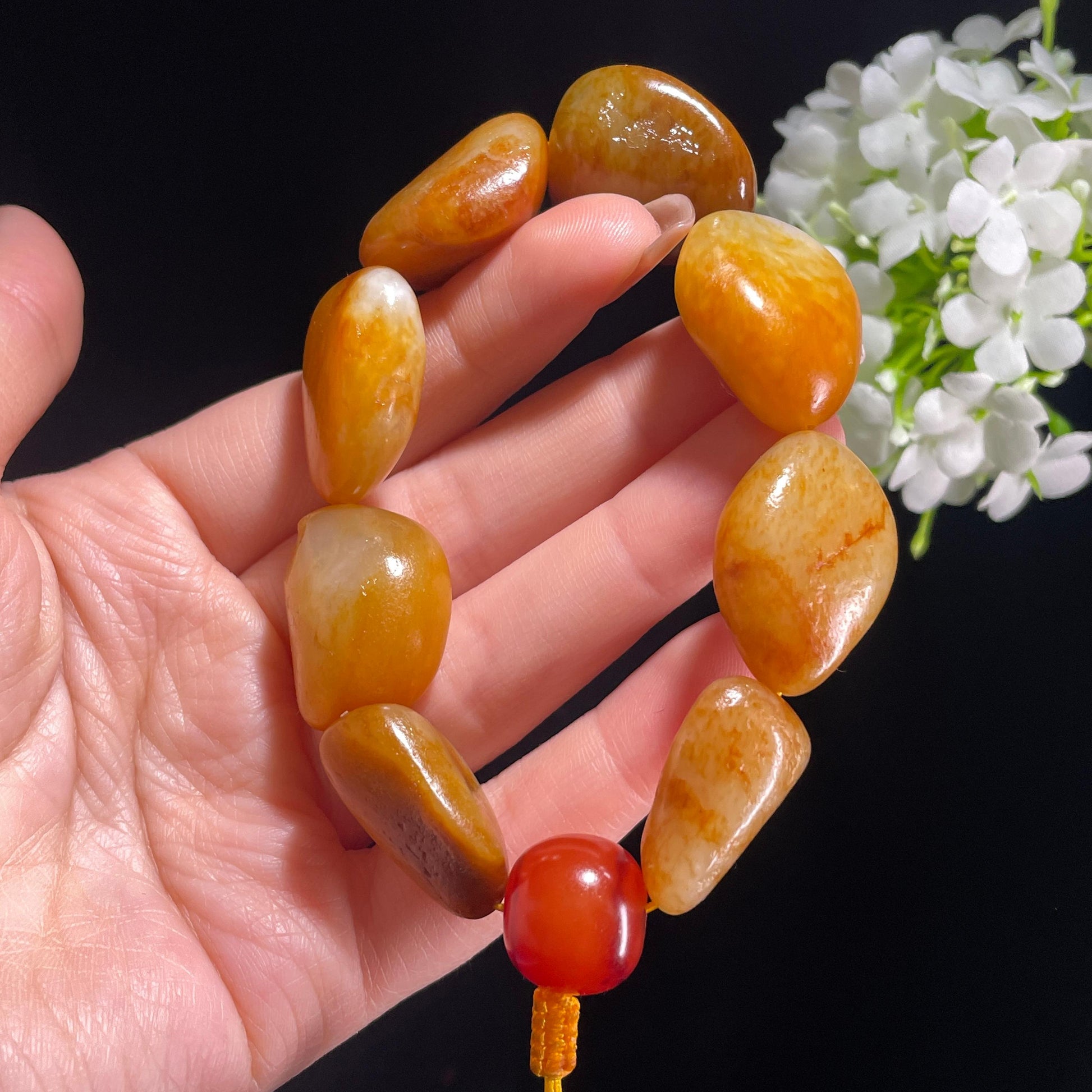 和田玉红皮白肉原籽手串（yc381857）