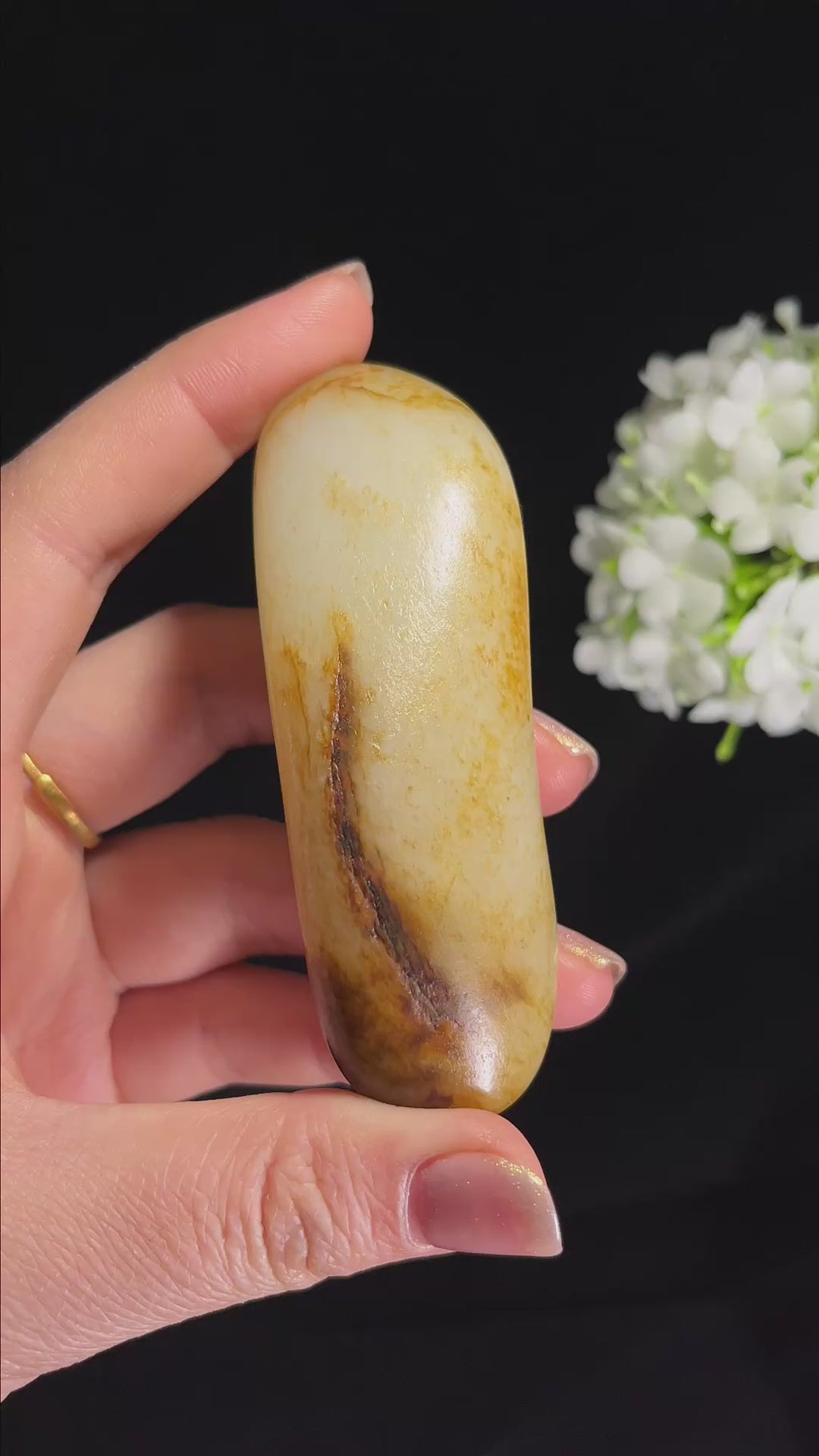 新疆天然和田玉白玉“暖褐凝脂”洒金皮籽料原石（yc300239）