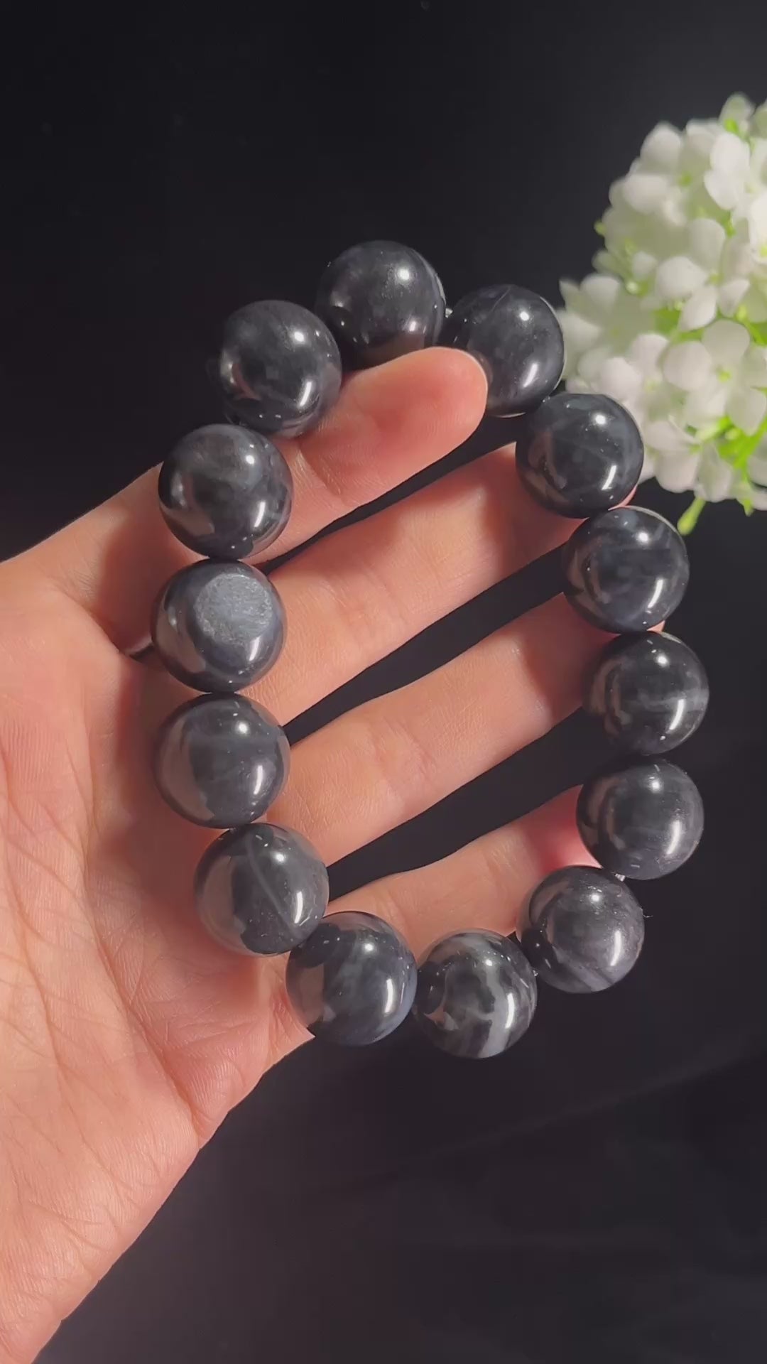 和田玉新疆料“青花凝云”青花手串（yc294641）